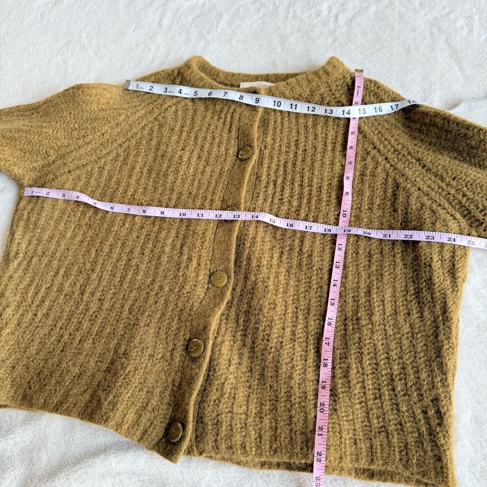 Sezane Moss Green Wool Blend Button Cardigan - Picture 6 of 11
